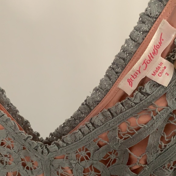 COPY - NWOT  Betsey Johnson Lace Grey & Peach Dress - Picture 5 of 11